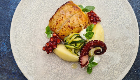 Brill and Octopus Tentacles with Oyster Sauce by Tomas Lidakevicius