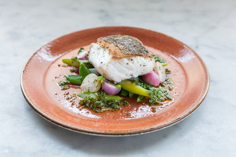 Pan Fried Fillet of Hake with Petit Pois a La Francaise