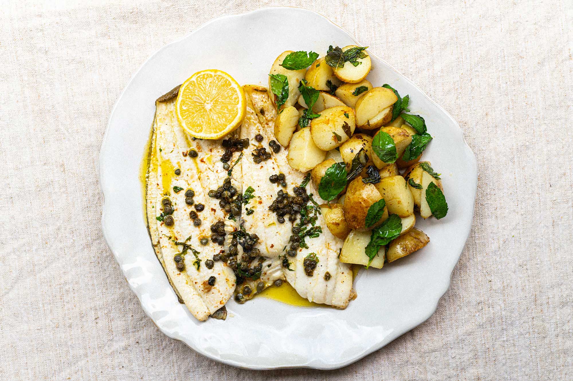 Pan-fried Flounder with Anchovy and Caper Butter