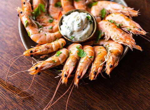 Crevettes, cooked shell on King Prawns