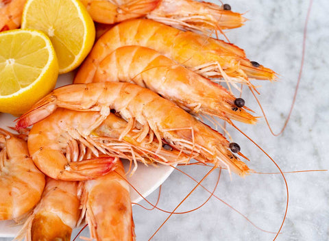 Crevettes, cooked shell on King Prawns