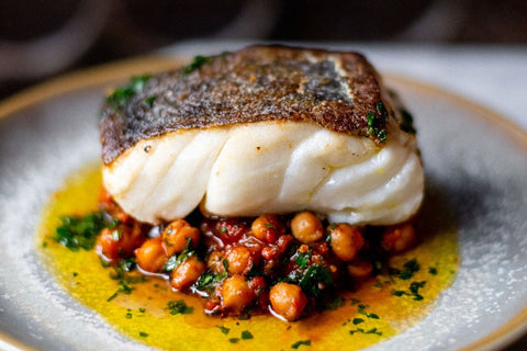 Cod with spiced chickpeas