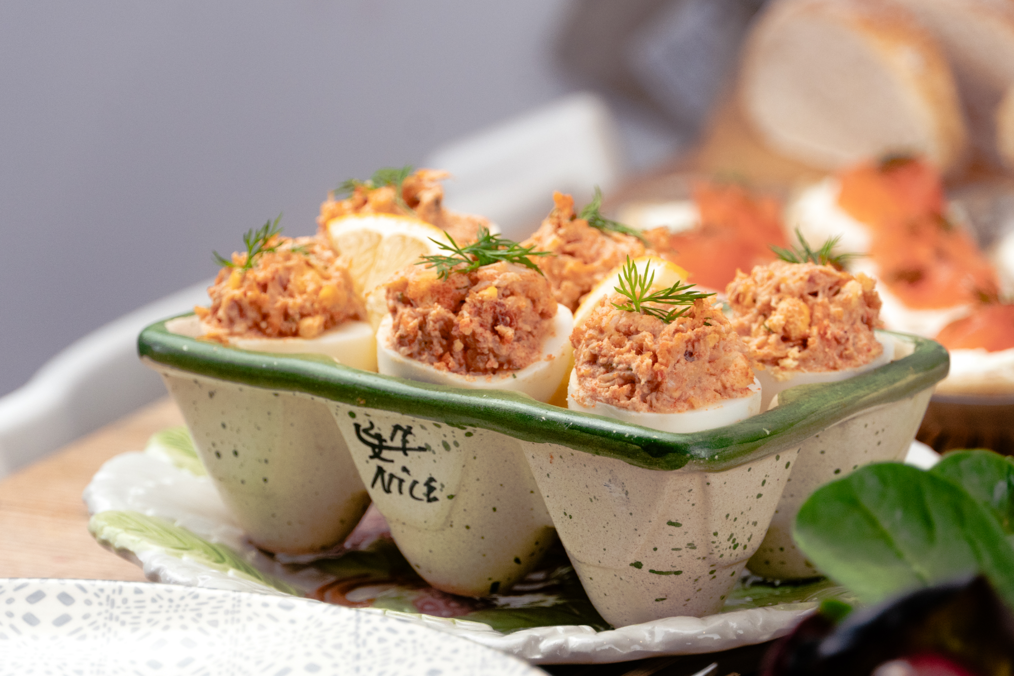 Crab filled deviled eggs – Wright Brothers Home Delivery