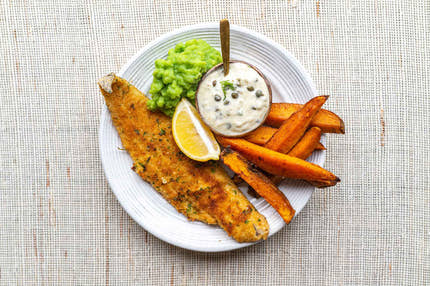 Breaded Haddock & sweet potato chips