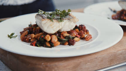 Hake, beans & greens