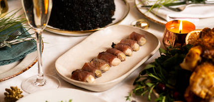 Pigs in Blankets with Smoked Tuna and Oysters