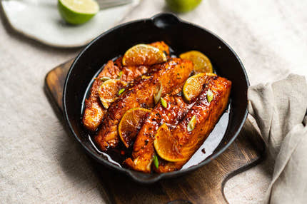 Pan-fried Salmon with honey garlic sauce