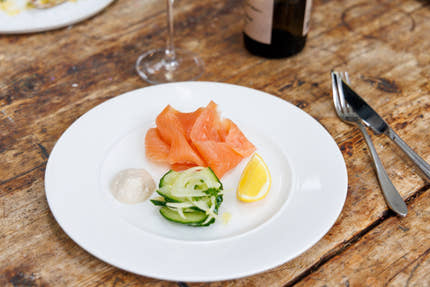 Severn and Wye Smoked Salmon with Pickled Cucumber and Creamed Horseradish